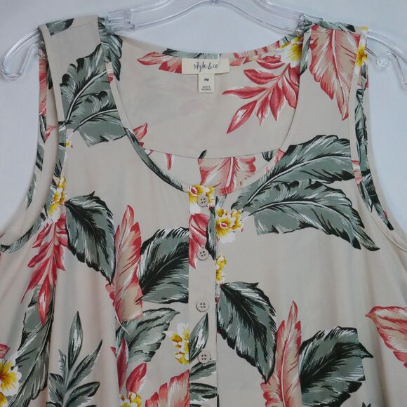 Style & Co. Womens  Size PM Floral Printed Sleeveless High-Low Swing Top - Picture 2 of 10